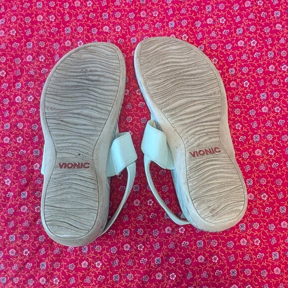 Vionic Tala T Strap Thong Seafoam Green Snake Skin Print Sandals Boho Orthotic - Picture 5 of 9